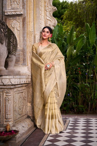Gold Tissue Saree with Zari Weaving Explore Acriine Ethnic Collection