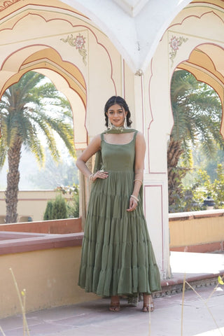 Women's Gowns With Designer Embroidered Dupatta