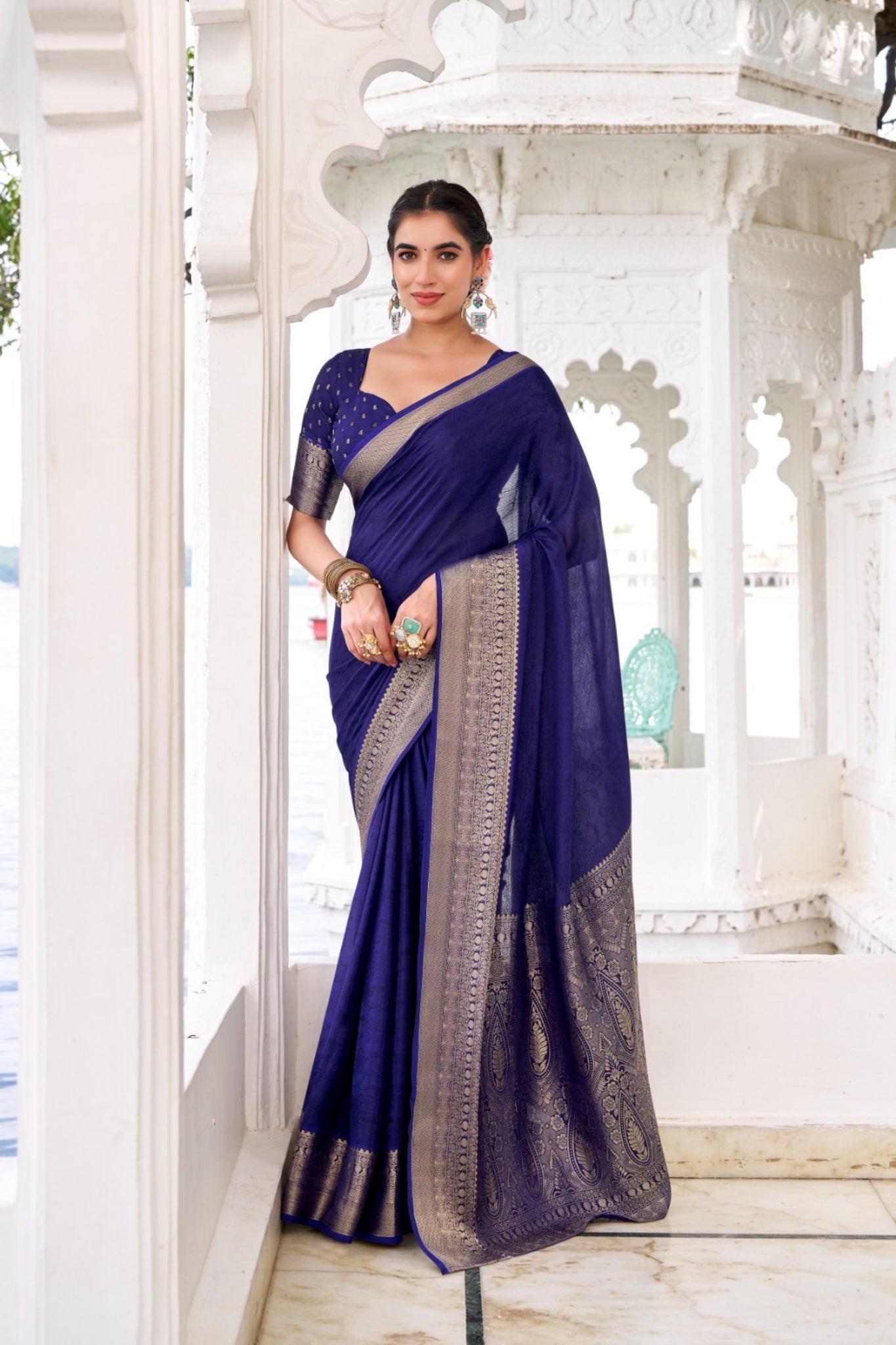 Chinon Saree With Zari Weaving Explore Acriine Ethnic Collection