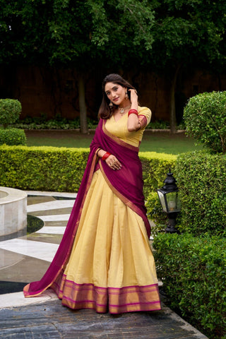 The Royal Kanchipuram Zari Weave Half Saree
