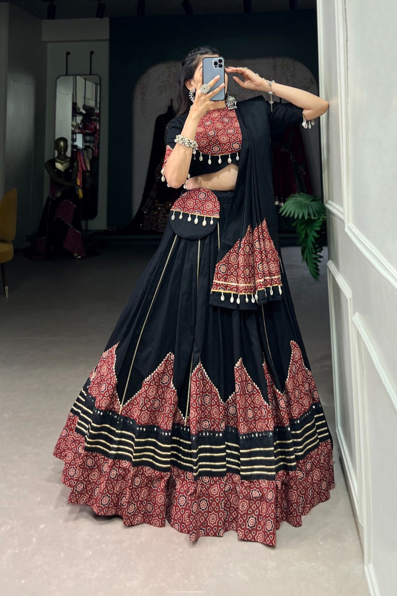 Navratri Special Black Printed Pure Cotton Lehenga Choli TULIP DESIGNER Navratri Special Black Printed Pure Cotton Lehenga Choli TULIP DESIGNER