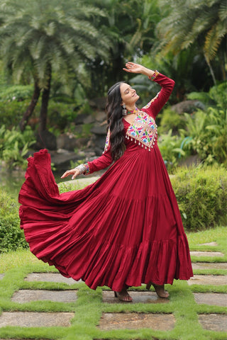 Maroon Attractive Navratri Gown