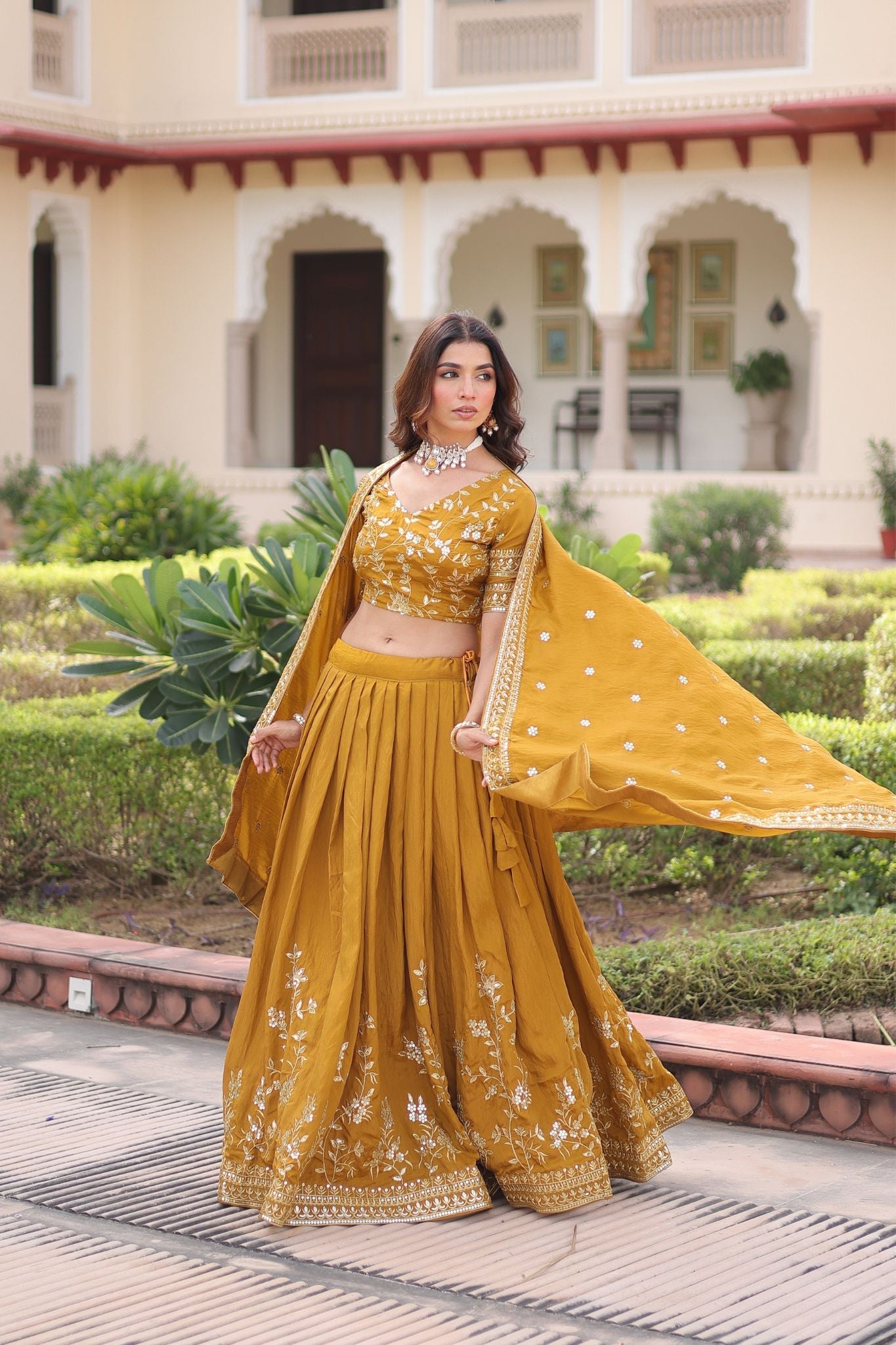 Regal Vichitra Silk Lehenga Choli With Heavy Zari And Sequin Embroidery
