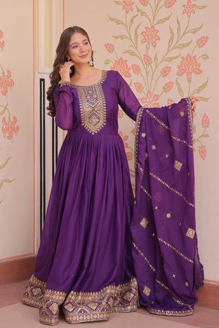 Designer Gown With Zari Sequins Elegance