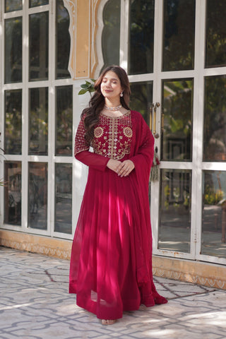 Attractive Georgette Embroidered Designer Anarkali Suit Set