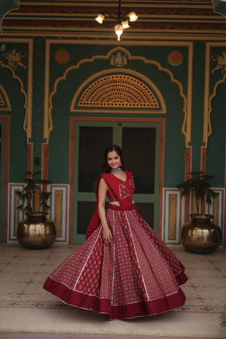 New Readymade Printed Rayon Navratri Lehenga Choli Set