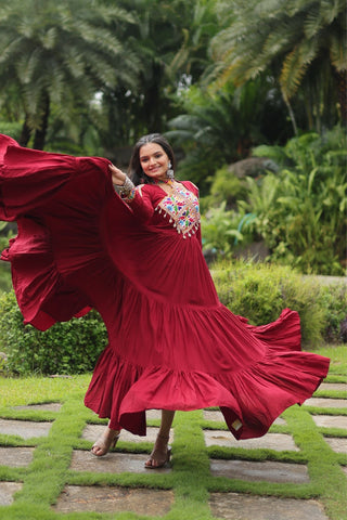 Maroon Attractive Navratri Gown