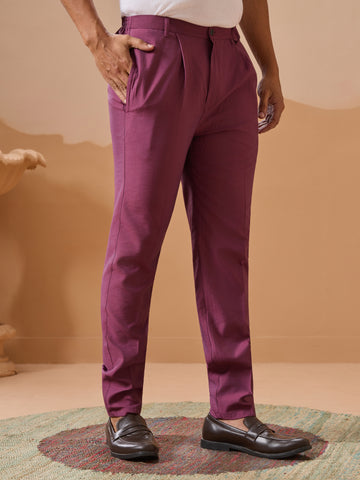 Wine Color Embroidered Kurta Jacket with Pant for Mens