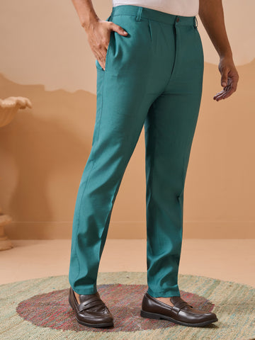 Wedding Party Outfit Rama Green Kurta Jacket Pant for Men