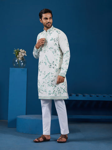 Graceful White Viscose Silk Kurta for Mens Wear