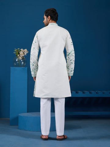 Graceful White Viscose Silk Kurta for Mens Wear