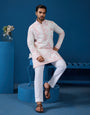 Classic White Viscose Silk Festive Kurta for Mens