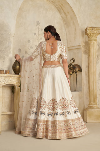 Cream Color Luxury Zari Embroidered Premium Bridal Lehenga Choli Set