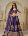 Purple Grandeur Luxury Zari Embroidered Premium Bridal Lehenga