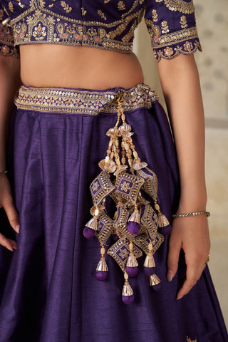 Purple Grandeur Luxury Zari Embroidered Premium Bridal Lehenga