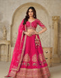 Rani Pink Color Luxury Zari Embroidered Luxury Bridal Lehenga Choli Set