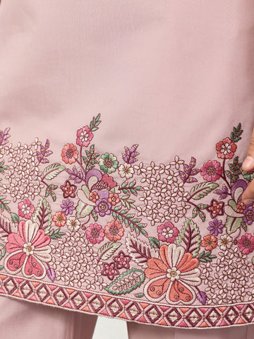 Stylish Dusty Pink Kurta Pant Set for Festive Occasions