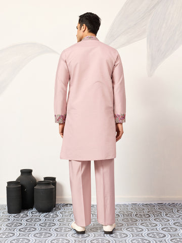 Stylish Dusty Pink Kurta Pant Set for Festive Occasions