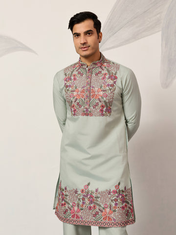 Pista Green Kurta Pant Set for Wedding & Festive Wear