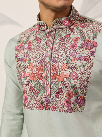 Pista Green Kurta Pant Set for Wedding & Festive Wear