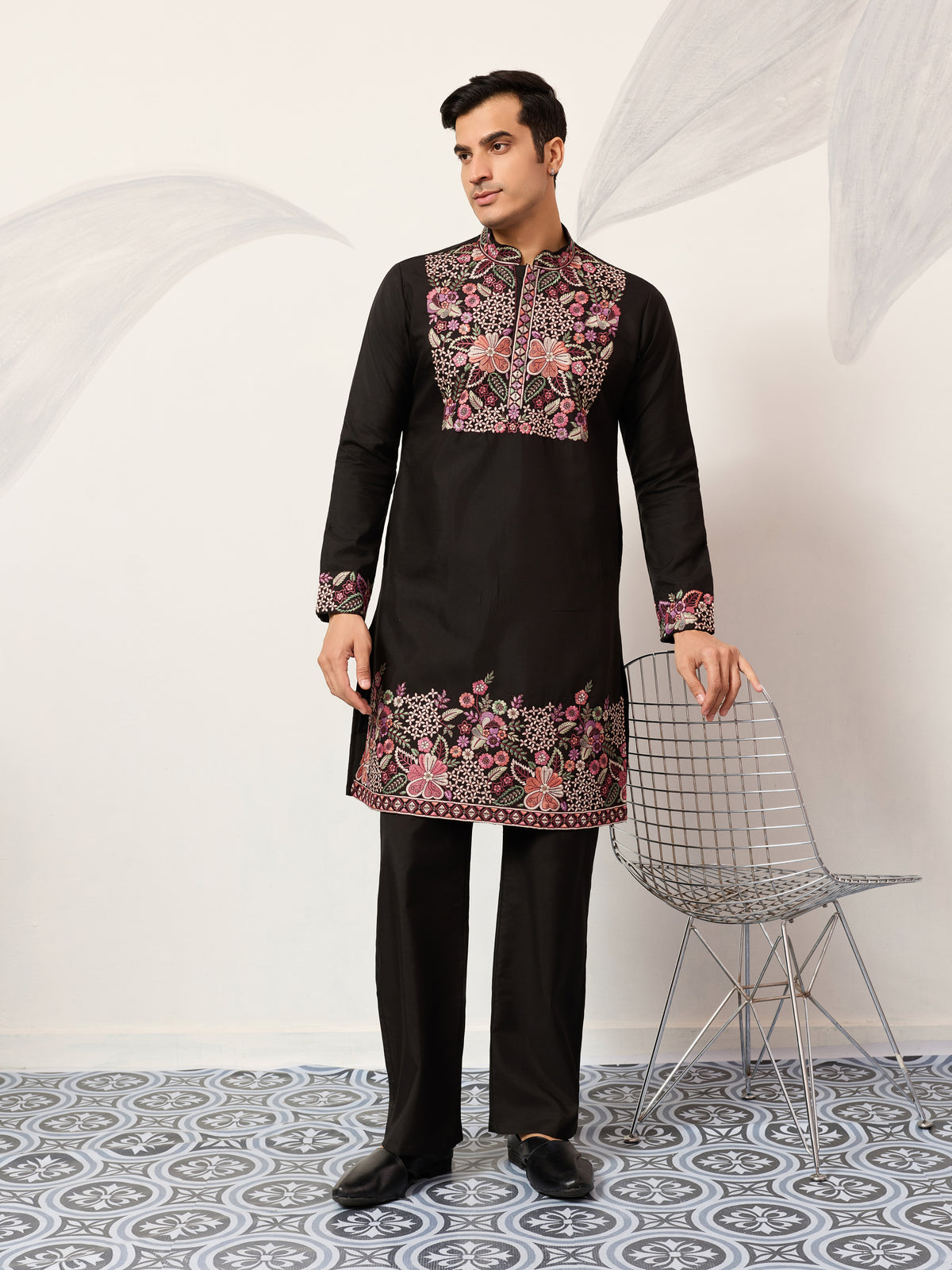 Festive Wear Premium Black Kurta Pant Set for Mens