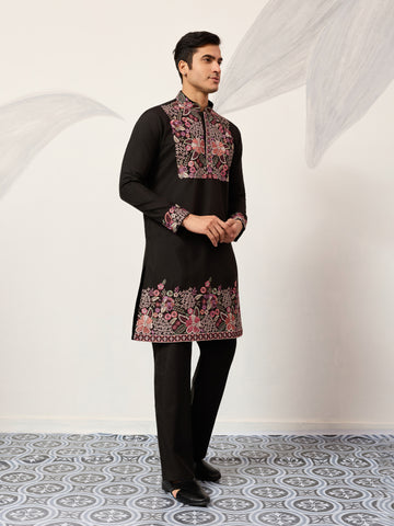 Festive Wear Premium Black Kurta Pant Set for Mens