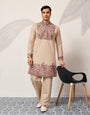 Beige Color Kurta Pant Set for Mens Traditional Outfit