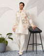 Carnival Function White Koti Kurta Pair for Mens Wear