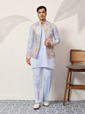 Luxury Carnival Function Special Mens Wear Koti Kurta Set