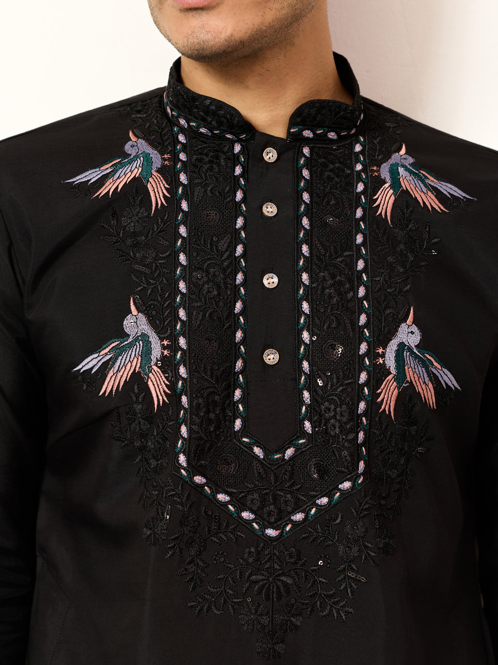 Black Stylish Trending Kurta with Dupatta for Mens Wear