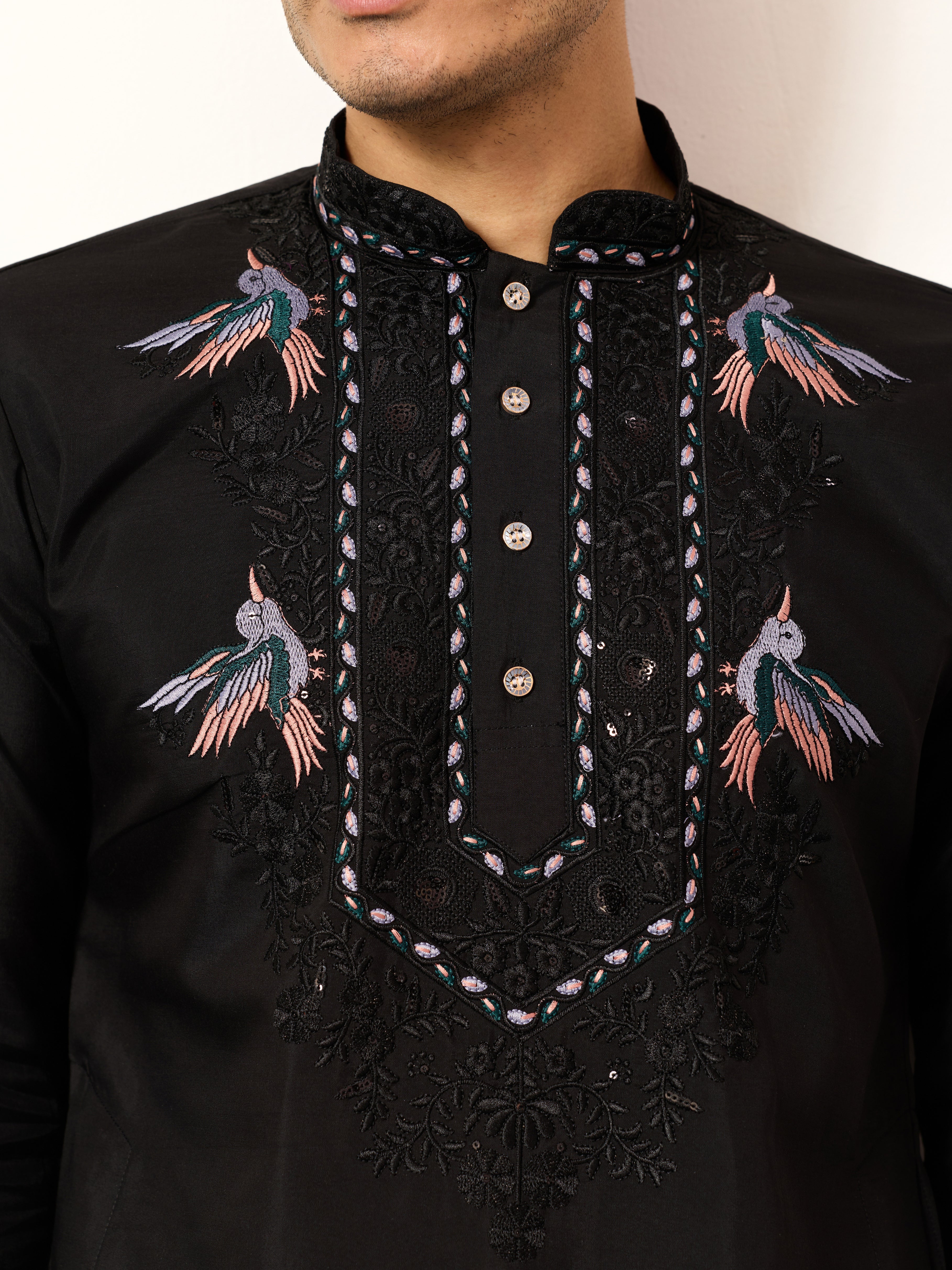 Black Stylish Trending Kurta with Dupatta for Mens Wear