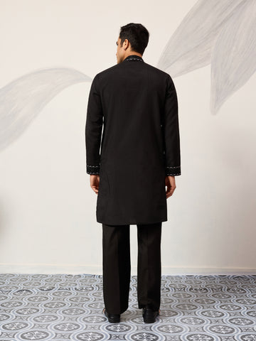 Black Stylish Trending Kurta with Dupatta for Mens Wear