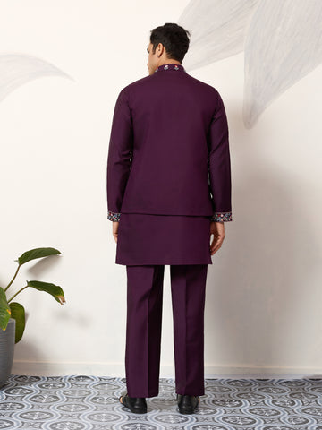 Premium Purple Koti Kurta Pajama for Wedding Wear