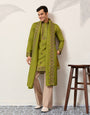 Classic Wedding Fluorescent Green Mens Wear Kurta with Dupatta