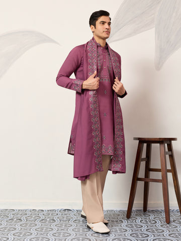 Trendy Pink Color Kurta with Dupatta for Mens Wear