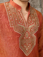Orange Premium Crush Kurta Set | Tulip Designer