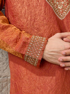 Orange Premium Crush Kurta Set | Tulip Designer
