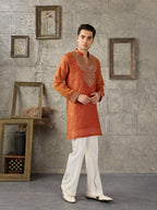 Orange Premium Crush Kurta Set | Tulip Designer