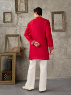 Red Premium Crush Beads Work Mens Kurta | Tulip Designer
