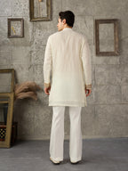 Off White Crush Kurta For Men | Tulip Designer