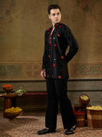 Black Rayon V Neck Kurta Set | Tulip Designer