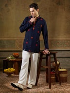 Navy Rayon Mirror V Neck Kurta Set | Tulip Designer