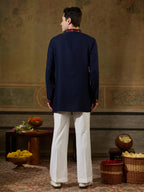 Navy Rayon Mirror V Neck Kurta Set | Tulip Designer