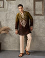 Green Brown Crush Tissue Kurta Set | Tulip Designer