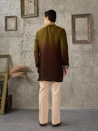 Green Brown Crush Tissue Kurta Set | Tulip Designer