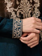 Brown Navy Crush Tissue Kurta For Men| Tulip Designer