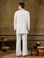 White Rayon Mirror Work Kurta Set | Tulip Designer