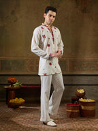 White Rayon Mirror Work Kurta Set | Tulip Designer