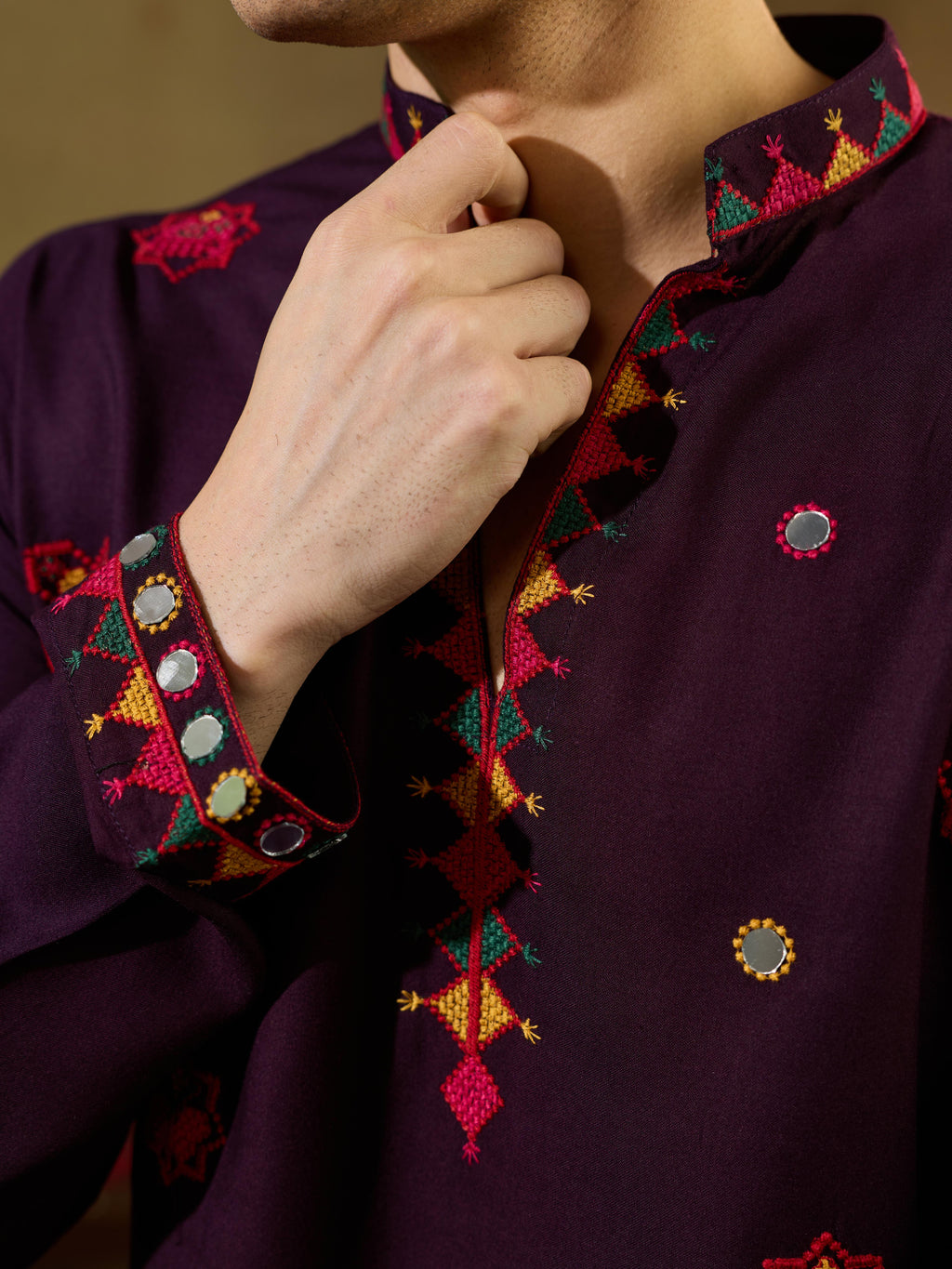 Purple Rayon Embroidered Kurta Set | Tulip Designer