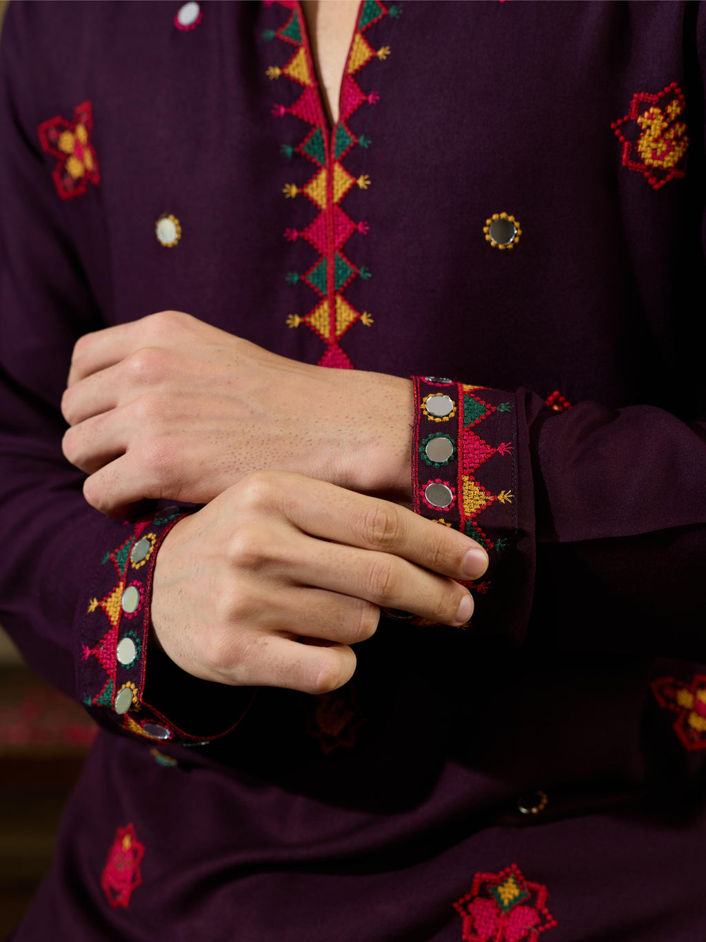 Purple Rayon Embroidered Kurta Set | Tulip Designer